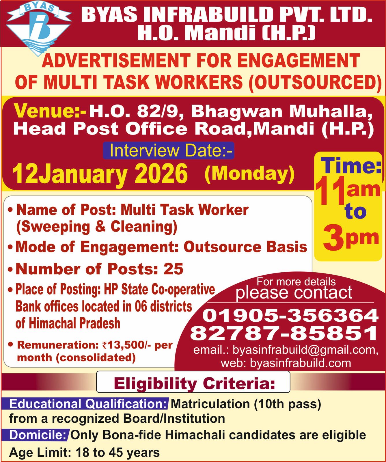Multi Task Worker (Outsource) – Byas Infrabuild